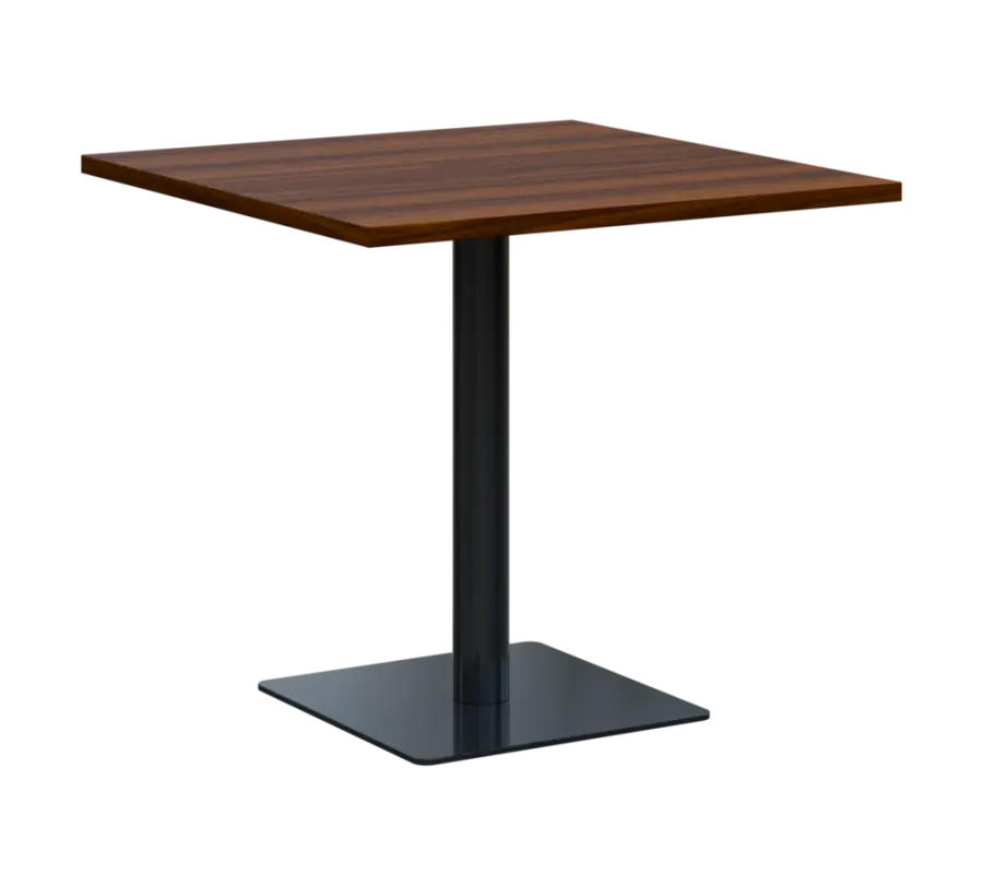 SQT 450 - 3 stůl hranlatý, deska 800x800 mm, síla 25 mm, trubková noha černá, ořech královský